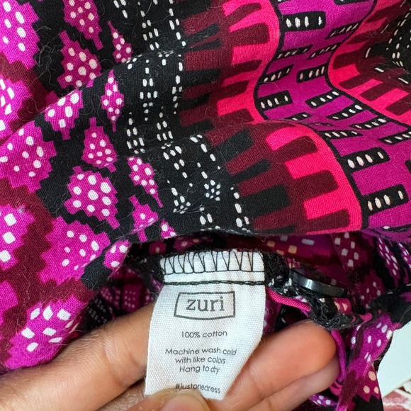 Zuri Kenya Dress Pink Geometric Print Sleeveless Button Up Shirt Dress Size XS - Picture 6 of 6
